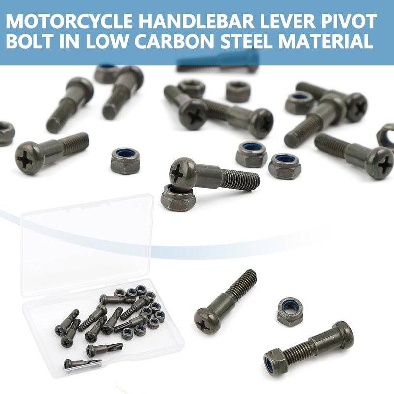 Minho Motorcycle Handlebar Lever Pivot Bolt in Low Carbon Steel Material,M8 Flat Phillips Head,M5 Threading,Overall Lenght 22mm for Handlebar Combination Switches, Pack of 10 - Image 5